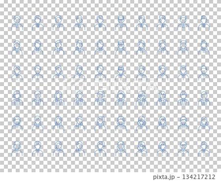 男性と女性のアバターアイコンセット素材 134217212