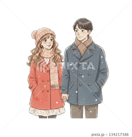 クリスマスデートをするカップル 134217386