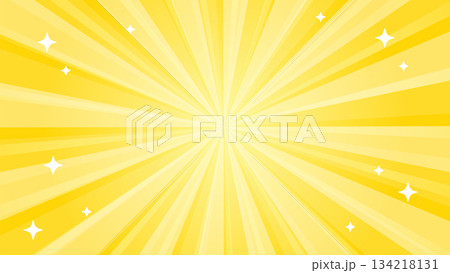 黄色い放射線状の背景【16:9素材シリーズ】 134218131