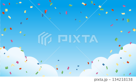 藍天和彩帶背景 [16:9材質系列] 134218138