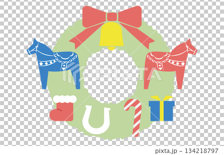 聖誕花圈和達拉納馬插圖 134218797