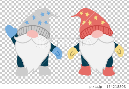 Red and blue Christmas gnome illustration Red and blue Christmas gnome illustration 134218808