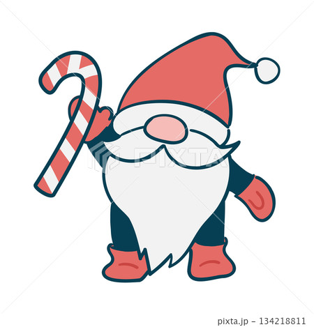 サンタクロース風のクリスマスノームのイラスト(主線あり) サンタクロース風のクリスマスノームのイラスト(主線あり) 134218811