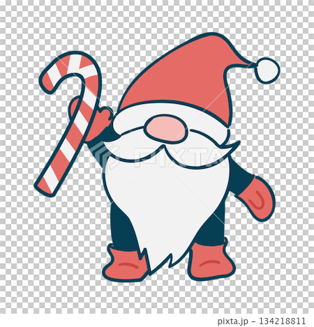 サンタクロース風のクリスマスノームのイラスト(主線あり) サンタクロース風のクリスマスノームのイラスト(主線あり) 134218811