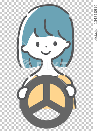 車を運転する女性　イラスト　手書き風 134218916