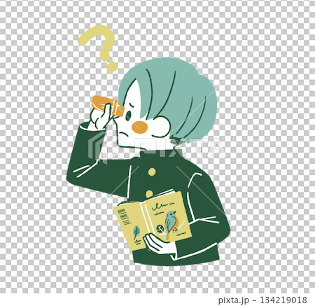 Male student who has something he doesn't understand while bird watching - 4 colors 134219018