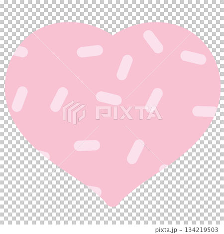 Illustration of pink heart with sprinkles for Valentine's Day, sticker, tattoo, fabric print, decoration, love icon, wedding card, campaign badge, sign, symbol, women empowerment, girl power, pin 134219503