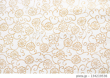 木版手摺り吉祥文様の菊唐草和紙 134219536