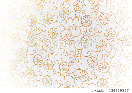 木版手摺り吉祥文様の菊唐草和紙 134219537