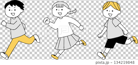 元気に走る子供単色 134219848