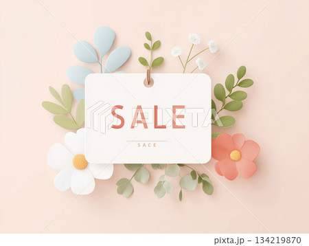 フラワーデザインが映える上品なSALE背景 フラワーデザインが映える上品なSALE背景 134219870