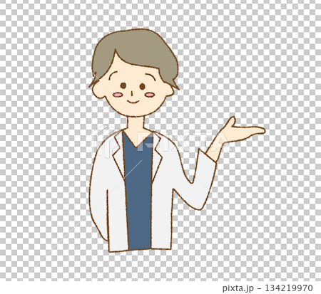 A cute hand-drawn illustration of a woman in a white coat A cute hand-drawn illustration of a woman in a white coat 134219970