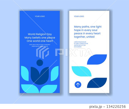 World Religion Day Vertical Banner Illustration with Flat Cartoon Hand-Drawn Background Template 134220256