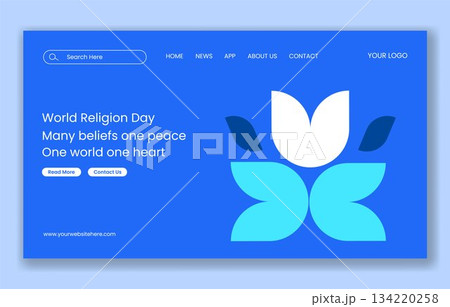 World Religion Day Flat Cartoon Background Template Illustration for Social Media Landing Page World Religion Day Flat Cartoon Background Template Illustration for Social Media Landing Page 134220258