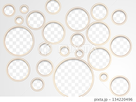 White and golden papercut circles abstract geometric background 134220496