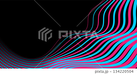 Blue pink wavy curved lines minimal abstract elegant background 134220504