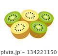 カットしたゴールドキウイとグリーンキウイ 134221150
