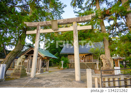 神社鳥居と狛犬の風景　水祖神社 134221262