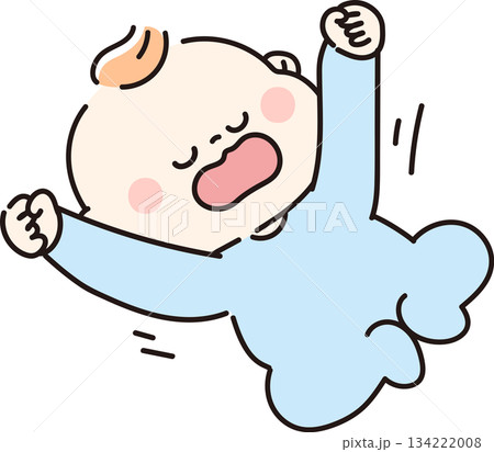 あくびをしてのびをする赤ちゃん 134222008