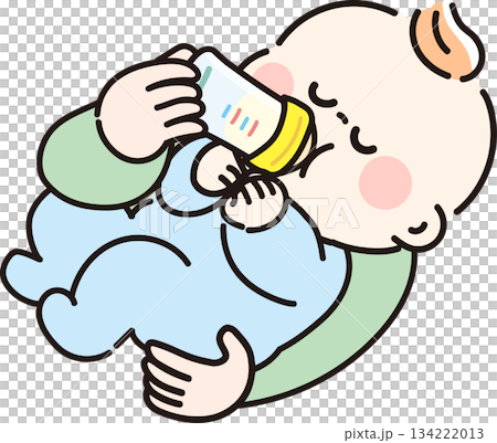 ミルクを飲ませてもらう赤ちゃん 134222013
