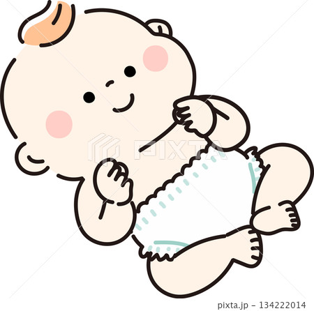 おむつでご機嫌な赤ちゃん 134222014
