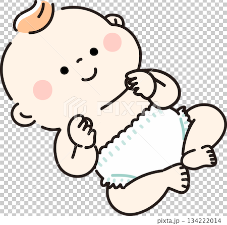 おむつでご機嫌な赤ちゃん 134222014