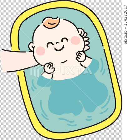 洗完澡後，寶寶很開心。 134222017