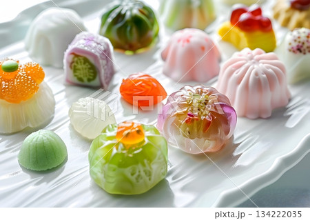 和菓子の美しい盛り付け 和菓子の美しい盛り付け 134222035