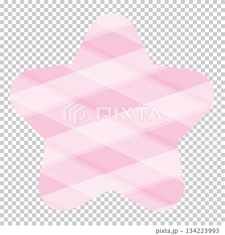 Illustration of pastel pink star with plaid pattern for decoration, icon, postcard, cute patch, shirt print, brooch, pin, tattoo, fabric print, sticker, skies and clouds, girly elements 134223993