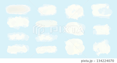 Watercolor cloudy color stains set 134224070