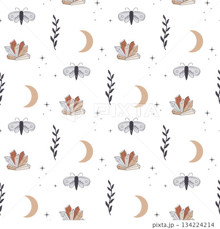 pattern with crystals and moth pattern with crystals and moth 134224214