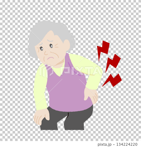 手描き風の腰痛に悩む女性 134224220