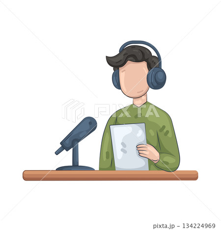 Illustration of podcast host  134224969