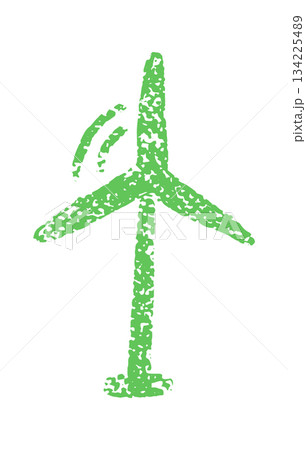 Green Windmill Icon Drawn with Crayon Strokes, Eco-Friendly Symbol of Renewable Energy and Sustainable Power. Vector illustration Green Windmill Icon Drawn with Crayon Strokes, Eco-Friendly Symbol of Renewable Energy and Sustainable Power. Vector illustration 134225489
