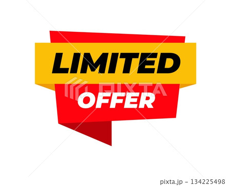 Limited time offer banner with modern typography on white background. Promotional sale label for online shop, marketing, advertising campaign, and business discount template. Vector illustration. 134225498