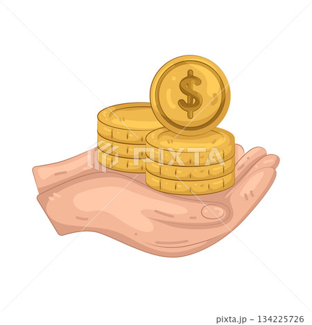 Illustration of giving coin Illustration of giving coin 134225726