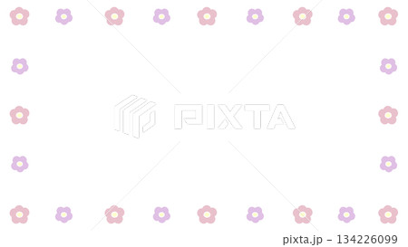 花のフレーム(桃色&紫色) 花のフレーム(桃色&紫色) 134226099