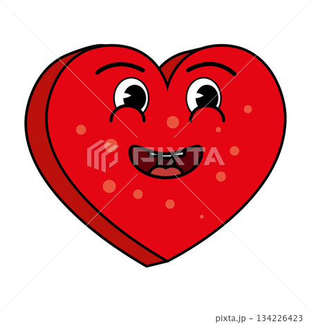 Groovy retro Valentines day heart character 134226423
