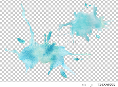 Turquoise granulated splash with branching flow, soft water edges. Isolated hand drawn watercolor illustration in expressive abstract form. Creative backgrounds, poster art, airy aquatic compositions. Turquoise granulated splash with branching flow, soft water edges. Isolated hand drawn watercolor illustration in expressive abstract form. Creative backgrounds, poster art, airy aquatic compositions. 134226553
