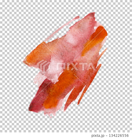 Bold scarlet and crimson brush-like streaks with layered saturation and rough paper texture. Isolated hand drawn watercolor illustration. Dynamic artwork, packaging, or abstract fashion prints. 134226556