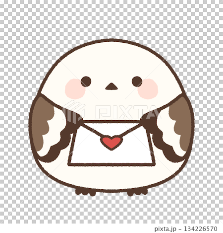 A long-tailed tit handing over a love letter 134226570