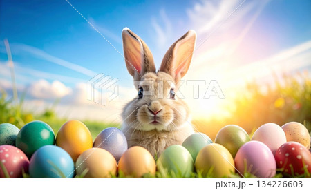 Easter-themed backgrounds are perfect for promotional backgrounds. 134226603