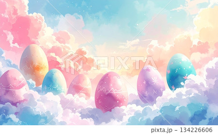 Easter-themed backgrounds are perfect for promotional backgrounds. 134226606