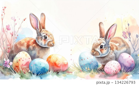 Easter-themed backgrounds are perfect for promotional backgrounds. 134226793