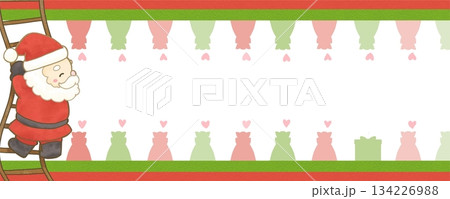 梯子に登るサンタクロースのクリスマスバナー~文字無し~ 梯子に登るサンタクロースのクリスマスバナー~文字無し~ 134226988