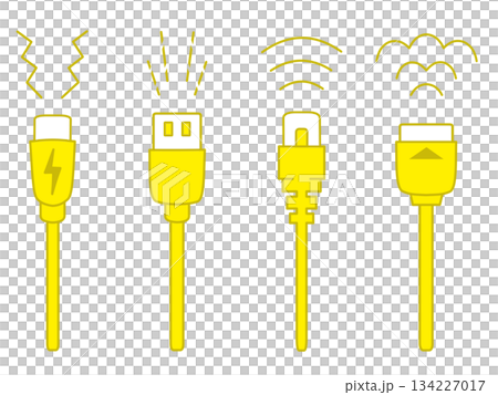 USB Type-C、USB Type-A、LAN 線材和 HDMI 連接線(黃色)示意圖 USB Type-C、USB Type-A、LAN 線材和 HDMI 連接線(黃色)示意圖 134227017