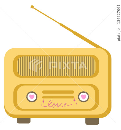 Retro Portable Radio with 'Love' Inscription, cute valentine element 134227061