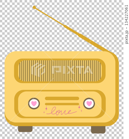 Retro Portable Radio with 'Love' Inscription, cute valentine element 134227061
