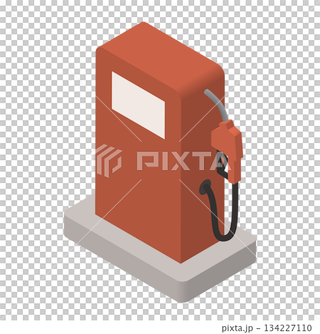 給油ノズル付きガソリンスタンド給油機のアイソメトリックイラスト 134227110