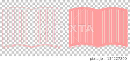 Reading and learning, vertically written books, open books and ruled lines set 134227290